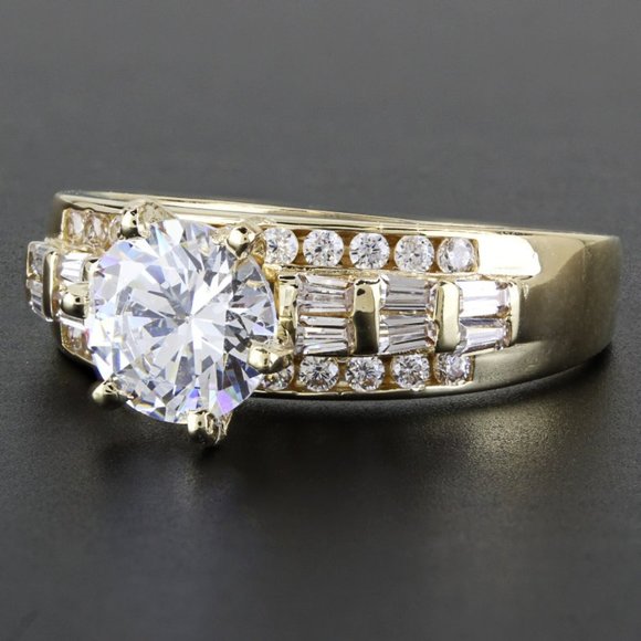 10k Yellow Gold Cubic Zirconia Engagement Ring Band